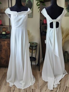 Lulus Dress Off-White Bridal Formal Off the Shoulder Dress Size XL